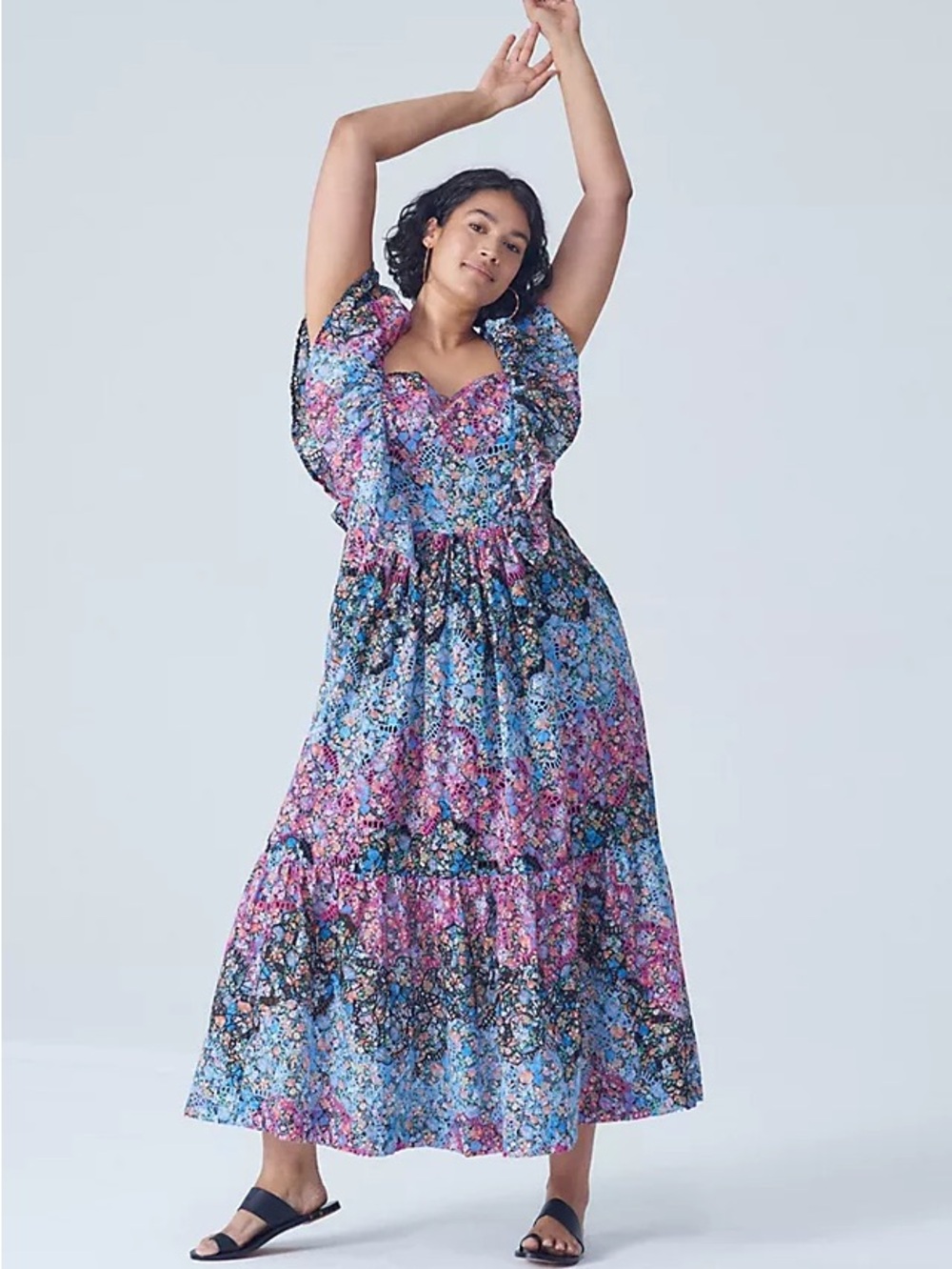 Anthro Clementina Eyelet Maxi Dress